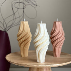 Wavy Roman Pillar Candle: Abstract Swirl Soy Wax Candle-1