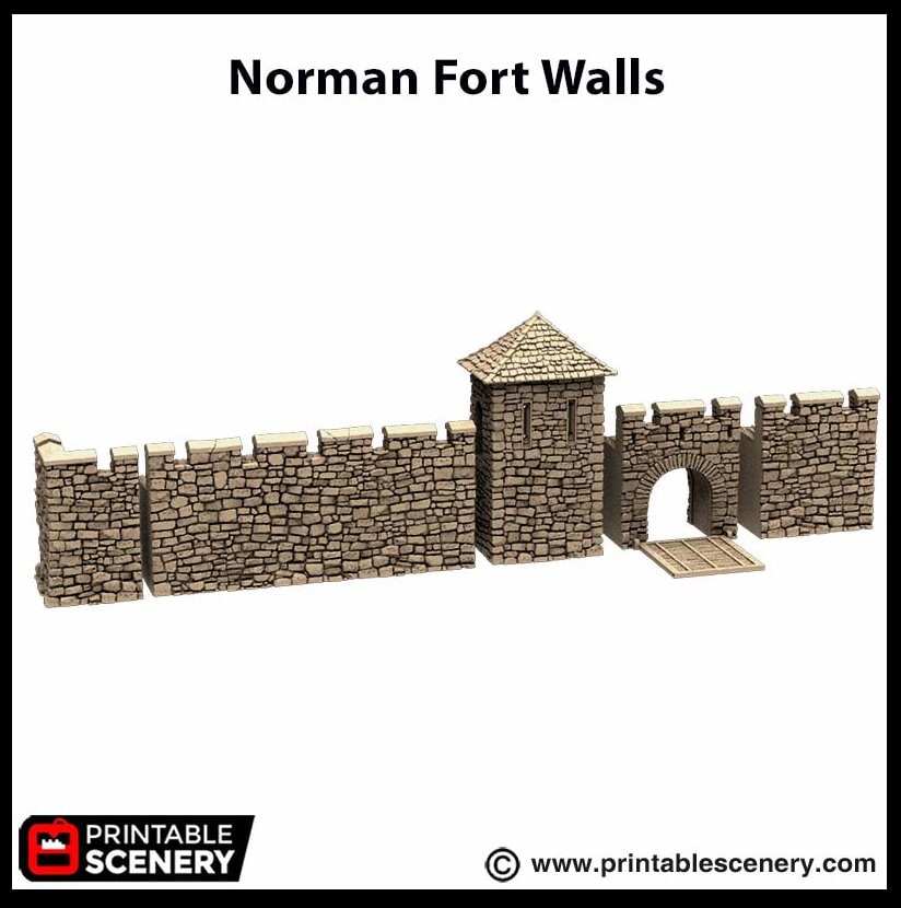 Norman Fort Walls - Basic Walls - King and Country, DnD, Pathfinder, 15mm, 28mm, 32mm, wargaming terrain, scatter scenery, medieval castle-9