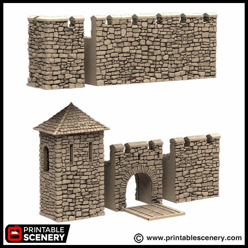 Norman Fort Walls - Basic Walls - King and Country, DnD, Pathfinder, 15mm, 28mm, 32mm, wargaming terrain, scatter scenery, medieval castle-7