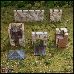 Norman Fort Walls - Basic Walls - King and Country, DnD, Pathfinder, 15mm, 28mm, 32mm, wargaming terrain, scatter scenery, medieval castle-4