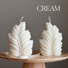 Handmade Leaf Pillar Soy Candle | Home Decor-3