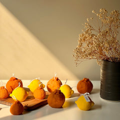 Orange Shaped Candle Set: Soy Wax Vegan Minimalist Decor-1