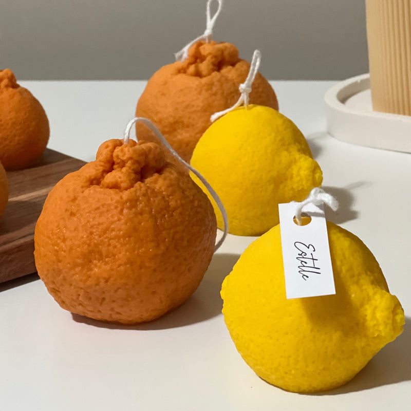 Orange Shaped Candle Set: Soy Wax Vegan Minimalist Decor-4