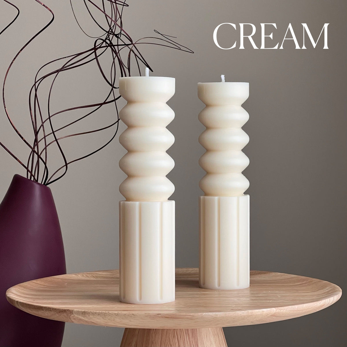 Tall Soy Wax Pillar Candle | Wavy, Unscented, Home Decor-3