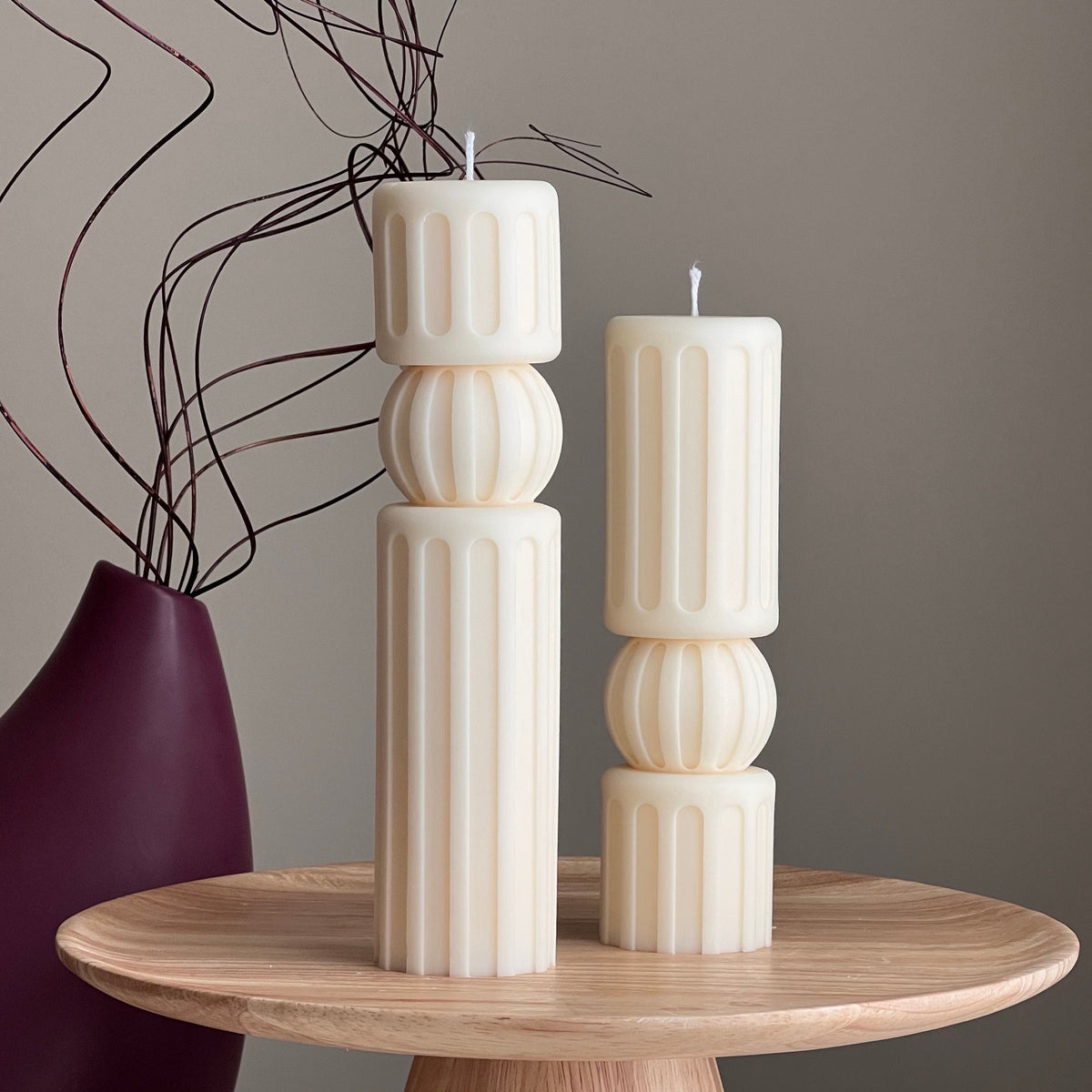 Roman Pillar Soy Wax Candle Set: Minimalist Home Decor-1