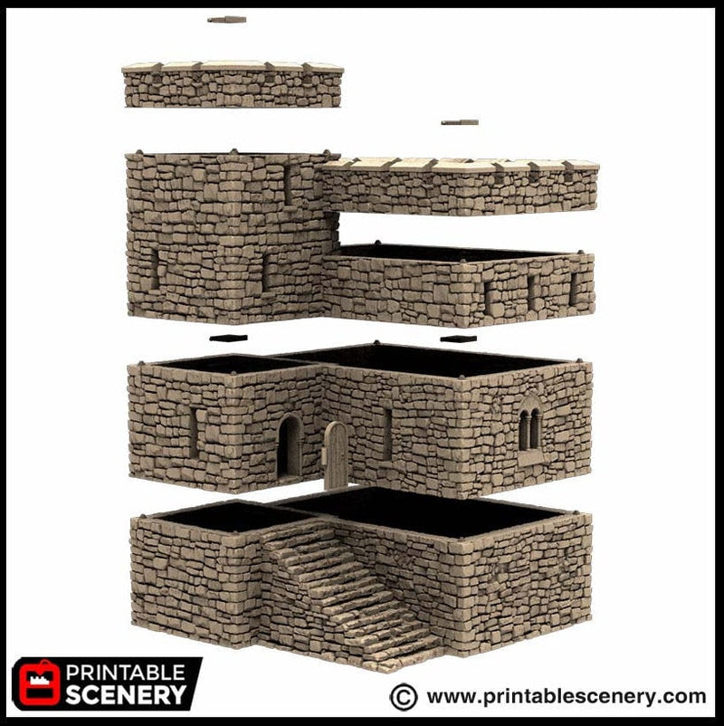 Norman Stone Fort - King and Country, DnD, Pathfinder, 15mm, 28mm, 32mm, wargaming terrain, scenery D&D fort, base, castle, stone, medieval-8
