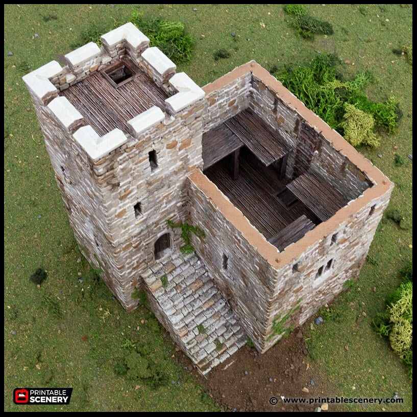 Norman Stone Fort - King and Country, DnD, Pathfinder, 15mm, 28mm, 32mm, wargaming terrain, scenery D&D fort, base, castle, stone, medieval-5