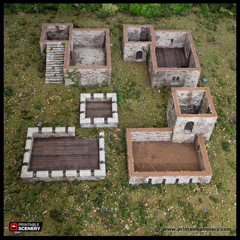 Norman Stone Fort - King and Country, DnD, Pathfinder, 15mm, 28mm, 32mm, wargaming terrain, scenery D&D fort, base, castle, stone, medieval-6