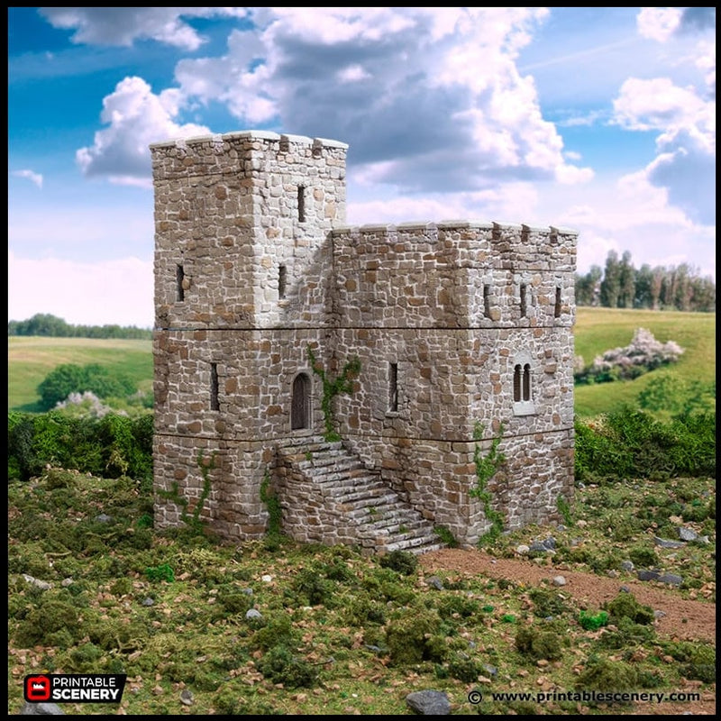 Norman Stone Fort - King and Country, DnD, Pathfinder, 15mm, 28mm, 32mm, wargaming terrain, scenery D&D fort, base, castle, stone, medieval-1