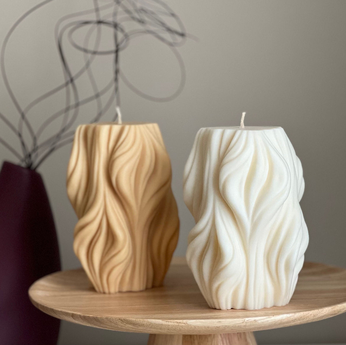 Huge Wave Stripe Soy Candle: Abstract Geometric Coffee Table Decor-1