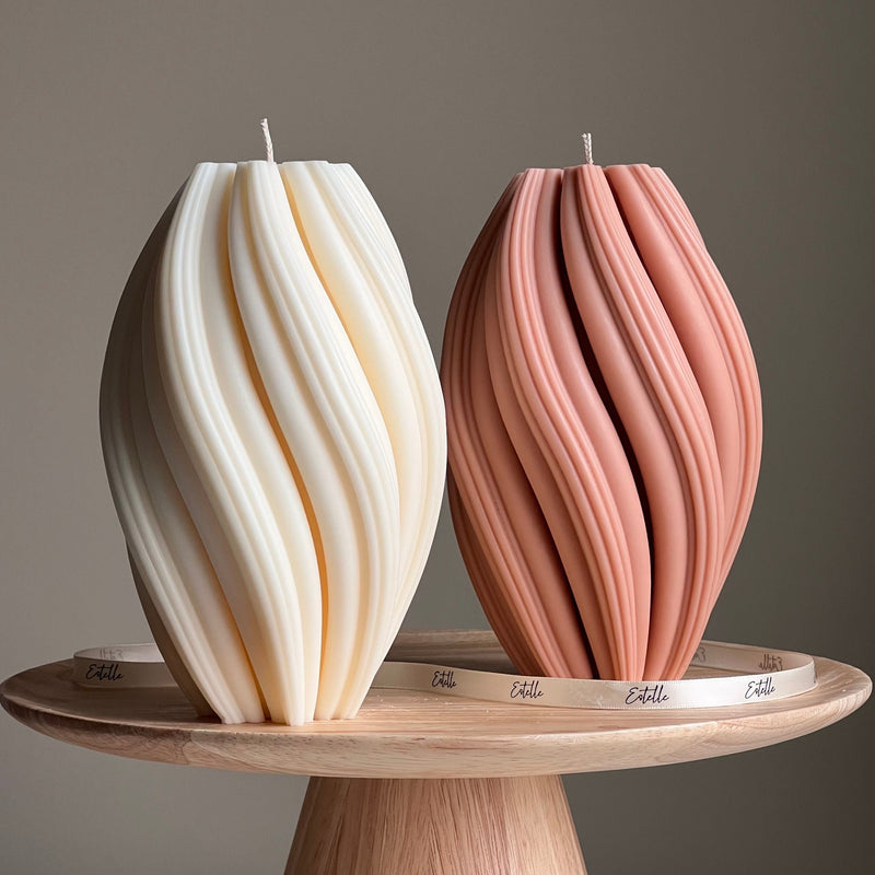 Tall Swirl Soy Wax Candle | Modern Home Decor-1