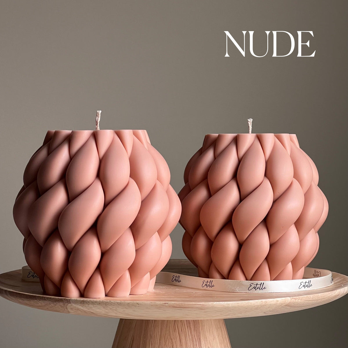 Large Swirl Knot Soy Candle | Trendy Minimalist Pillar Candle-2