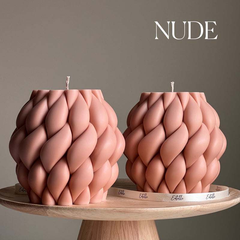 Large Swirl Knot Soy Candle | Trendy Minimalist Pillar Candle-2