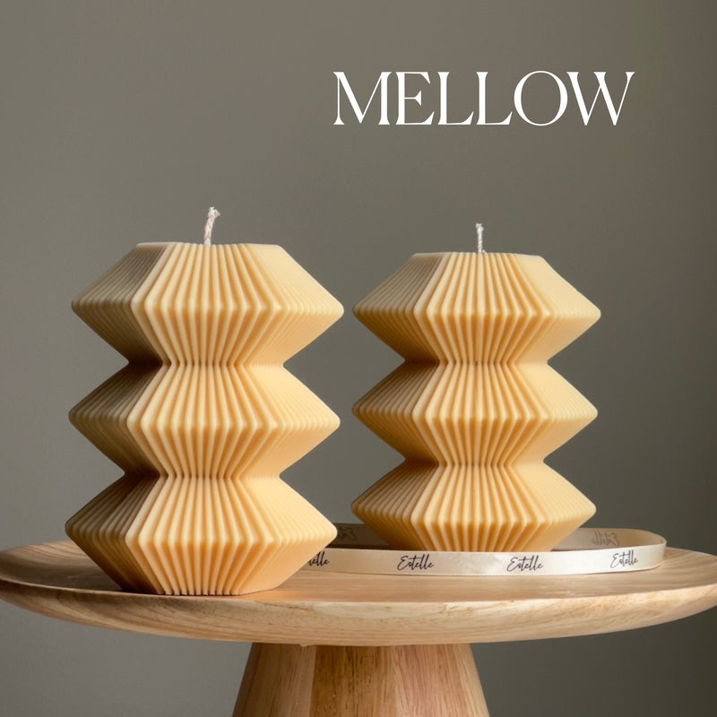 Large Ribbed Hexagon Candle: Handmade Soy Wax Pillar-4