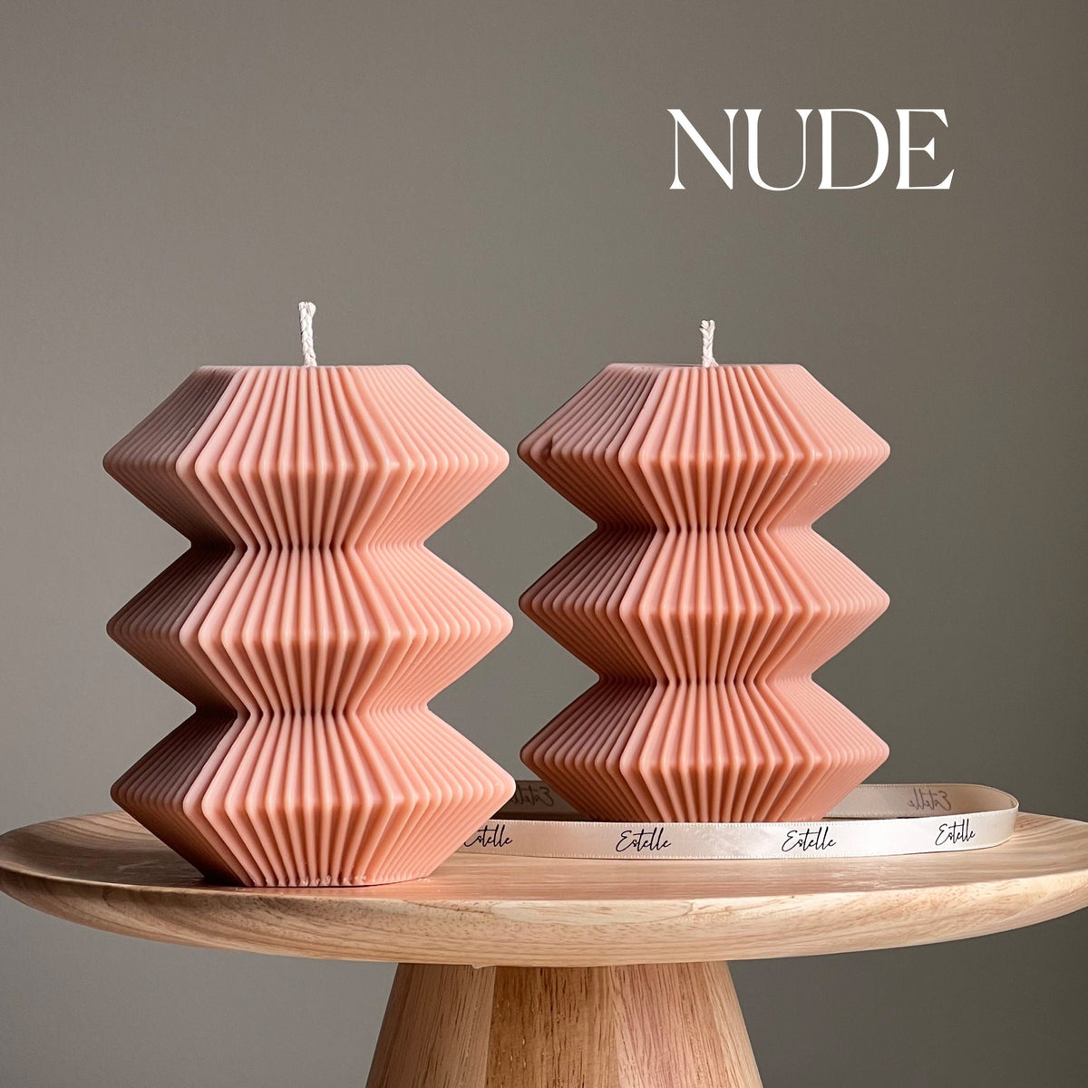 Large Ribbed Hexagon Candle: Handmade Soy Wax Pillar-2