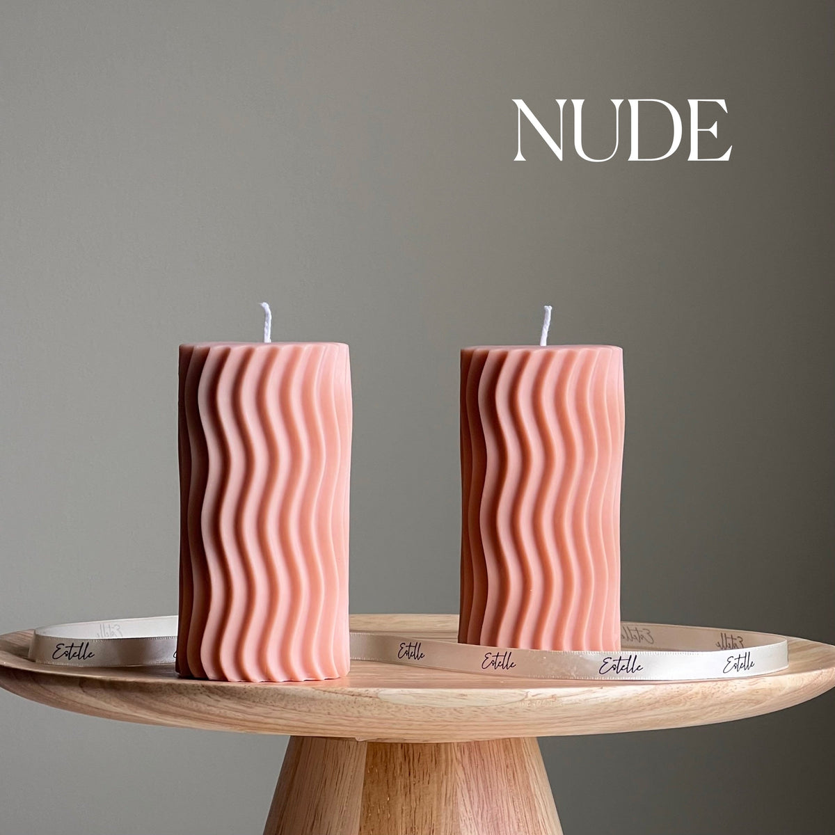 Handmade Ribbed Wave Pillar Candle: Trendy Home Decor-2