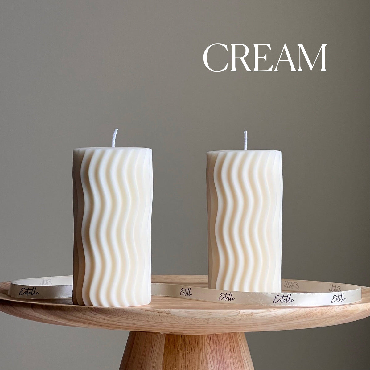 Handmade Ribbed Wave Pillar Candle: Trendy Home Decor-3