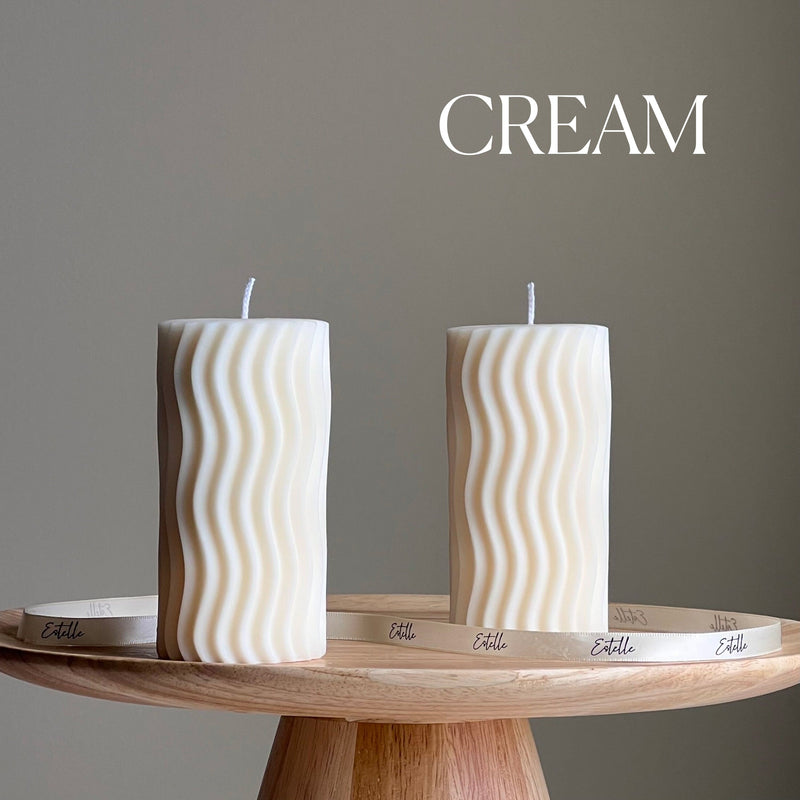 Handmade Ribbed Wave Pillar Candle: Trendy Home Decor-3