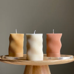 Handmade Ribbed Soy Candle | Wave Column, Decor-1