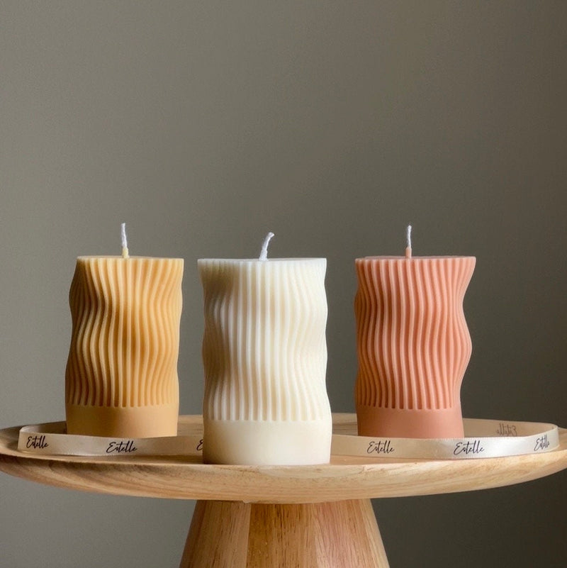 Handmade Ribbed Soy Candle | Wave Column, Decor-1