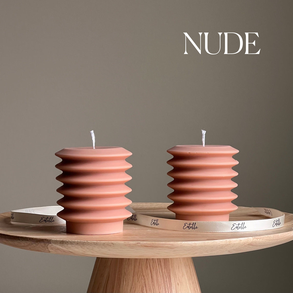 Handmade Ribbed Column Candle | Decorative Soy Wax Pillar-2