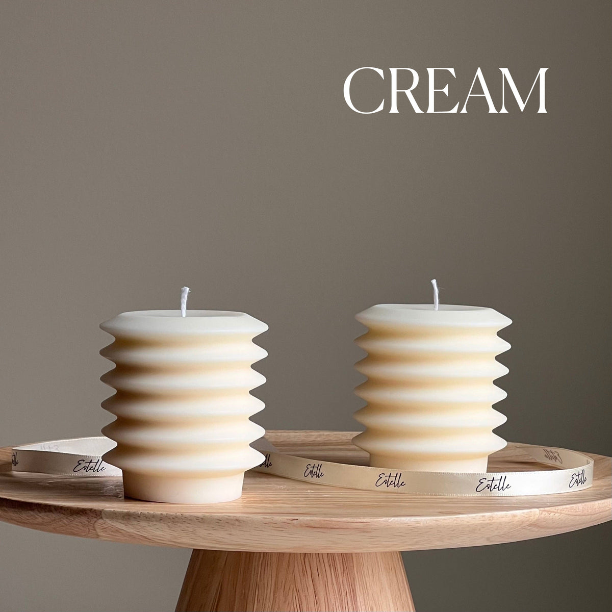 Handmade Ribbed Column Candle | Decorative Soy Wax Pillar-3