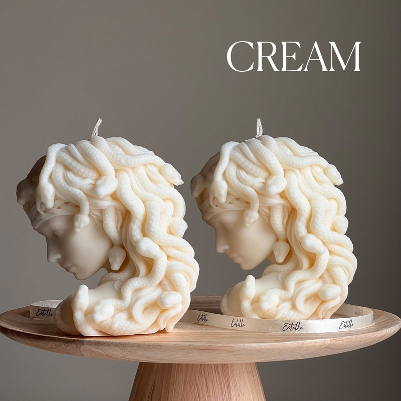 Medusa Soy Wax Candle: Sculptural Woman Head Statue Candle-5