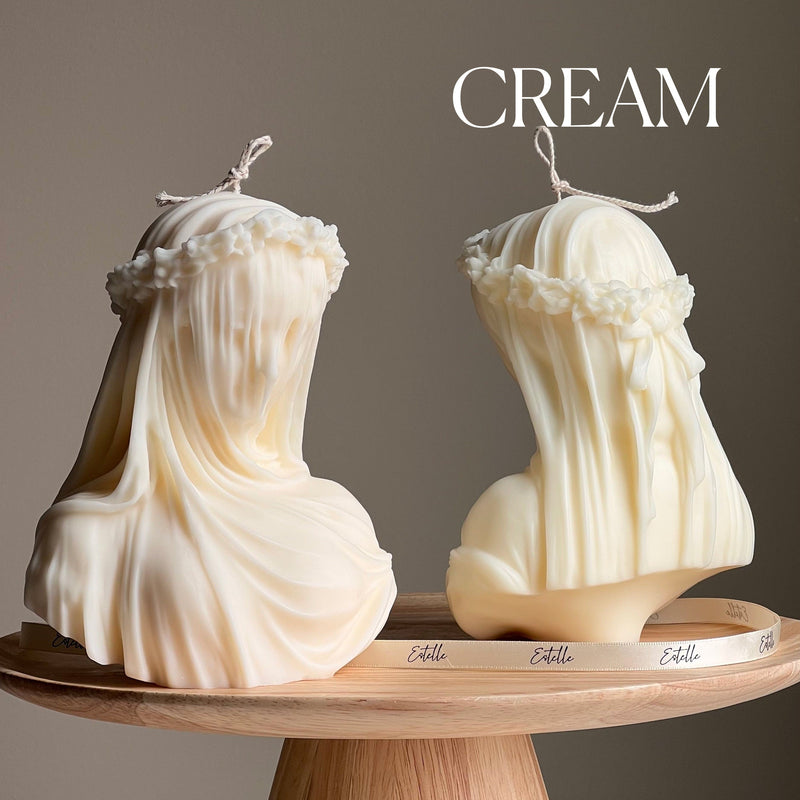 Veiled Lady Soy Wax Candle | Woman Bust Statue Candle-3