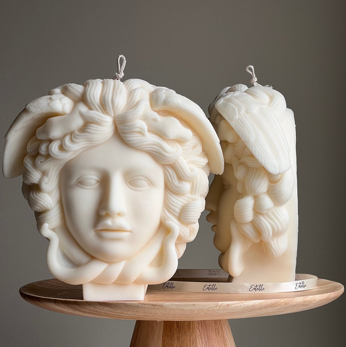 Medusa Soy Wax Candle: Large Sculptural Woman Head Statue-2