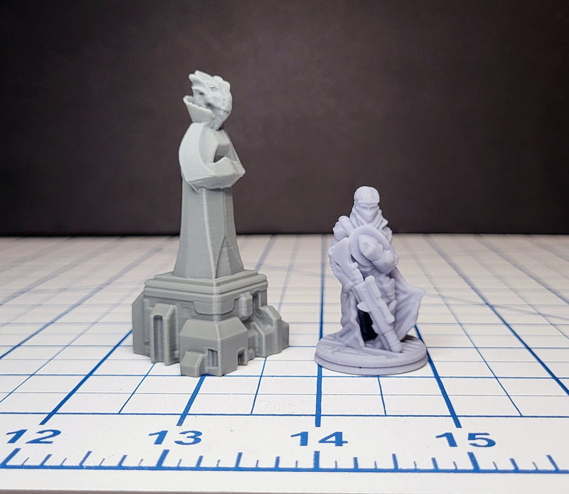 Sci-fi Scenery - Fountains and Statues - EC3D Design, Infinity, Legion, Scifi, Cyberpunk, Starfinder, courtyard, office, futuristic terrain-3