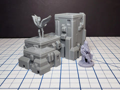 Sci-fi Scenery - Fountains and Statues - EC3D Design, Infinity, Legion, Scifi, Cyberpunk, Starfinder, courtyard, office, futuristic terrain-4