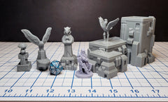 Sci-fi Scenery - Fountains and Statues - EC3D Design, Infinity, Legion, Scifi, Cyberpunk, Starfinder, courtyard, office, futuristic terrain-1