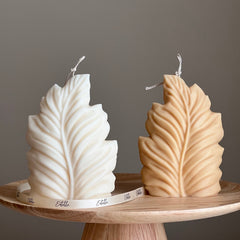 Handmade Leaf Pillar Soy Candle | Home Decor-1
