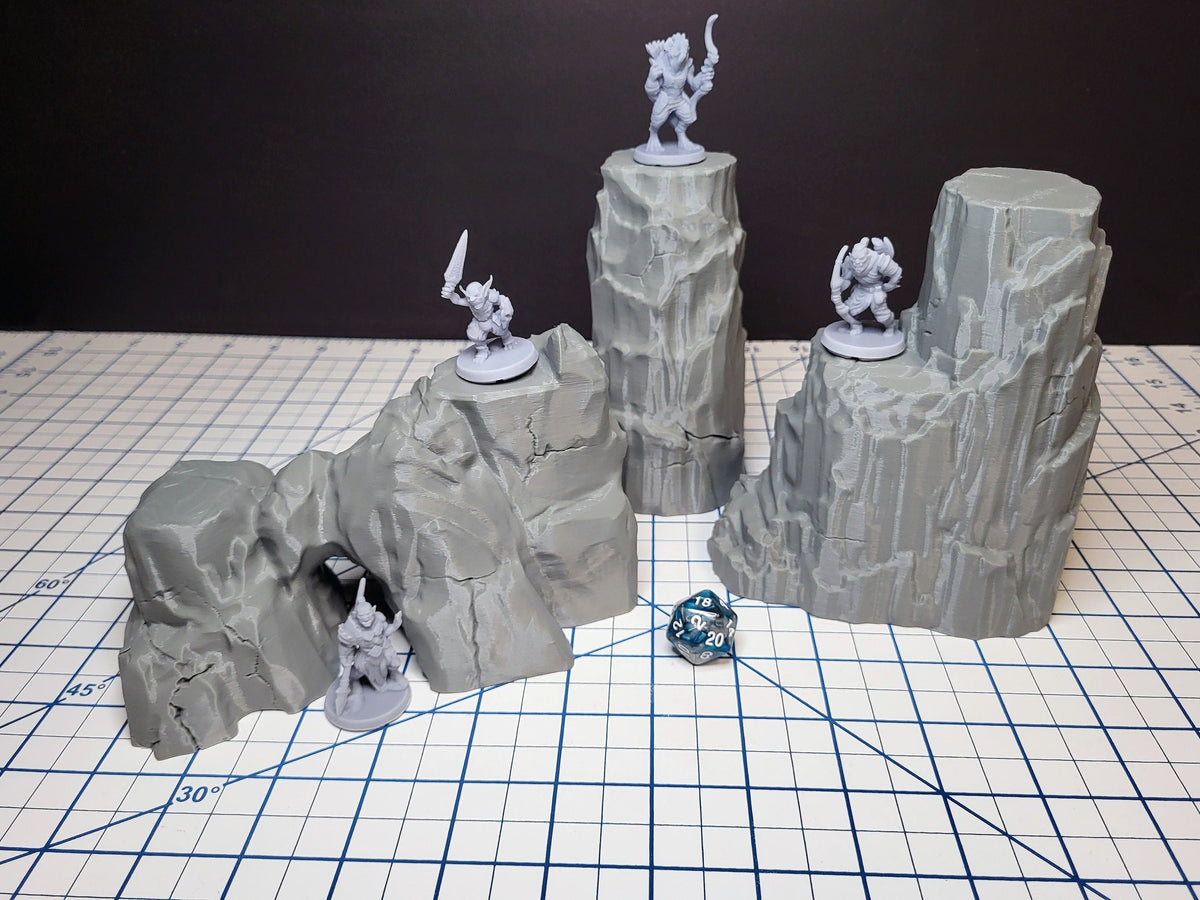 Large Rock Terrain Set 1 - Scatter Scenery by EC3D, for TTRPGs and Wargaming - Mountain, Rocks, Canyon, DnD mini, Pathfinder, Tabletop-1