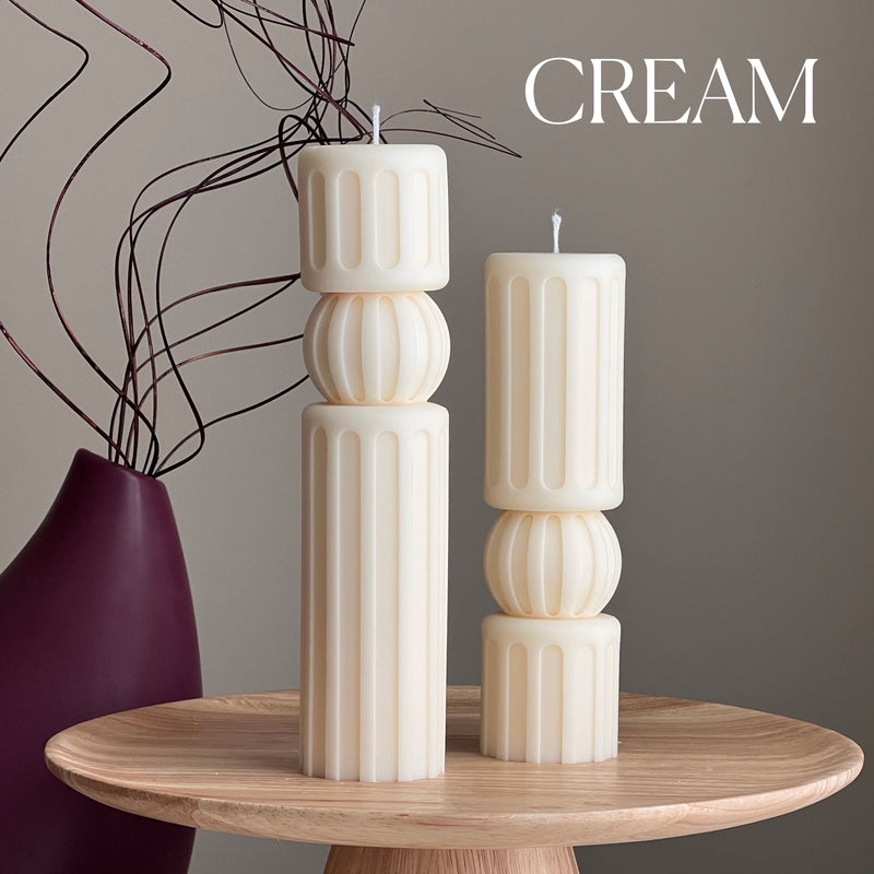 Roman Pillar Soy Wax Candle Set: Minimalist Home Decor-3