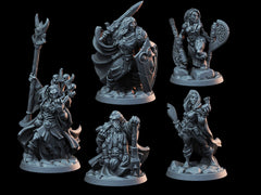 DnD Miniature Party Set 2 - 28mm Adventuring Group - Warlock | Rogue | Fighter Cleric/Paladin | Cleric | Barbarian | Pathfinder-2