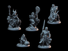 DnD Miniature Party Set 4 - 28mm Adventuring Group - Sorcerer | Rogue | Fighter | Ranger | Barbarian | Pathfinder-1