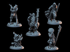 DnD Miniature Party Set 5 - 28mm Adventuring Group - Paladin | Monk | Sorcerer | Bard | Barbarian | Pathfinder-2