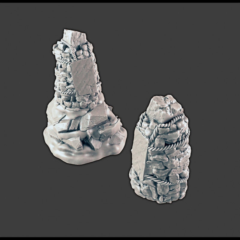 Icy Totems and Rocky Cairn - DND & Wargaming Terrain - EC3D Wilds of Wintertide, Snow, Arctic, Cold, scatter scenery, Pathfinder 2E, Fantasy-3