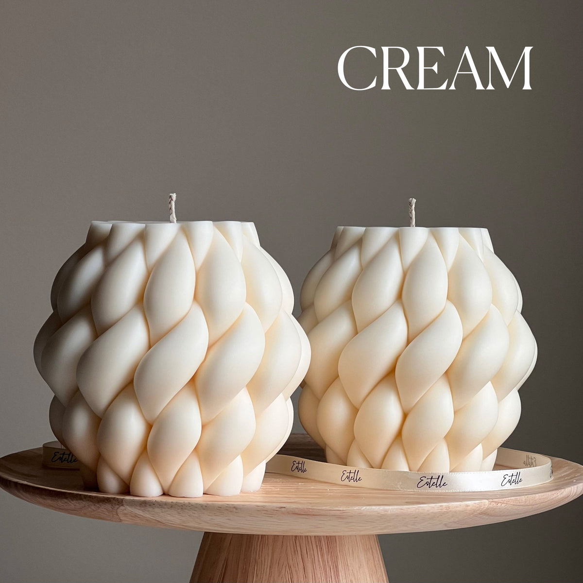 Large Swirl Knot Soy Candle | Trendy Minimalist Pillar Candle-3