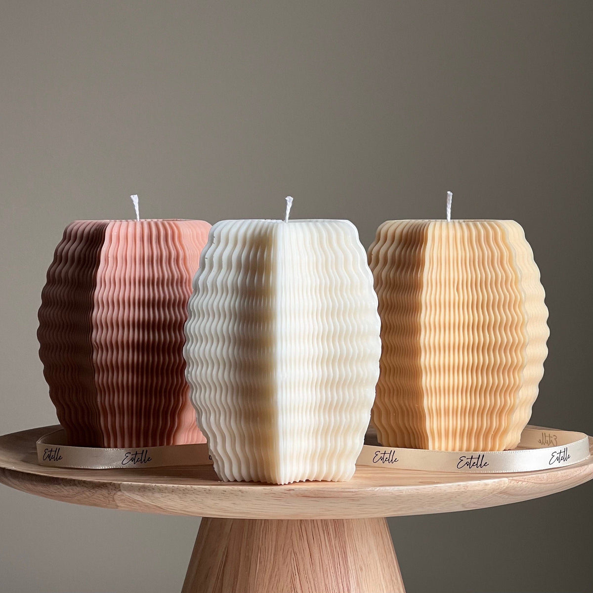 Handmade Ribbed Hexagon Candle: Geometric Home Decor-1