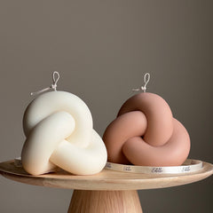Large Knot Candle: Handmade Soy Wax Rope Candle, Minimalist Decor-1