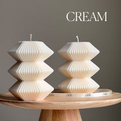 Large Ribbed Hexagon Candle: Handmade Soy Wax Pillar-3