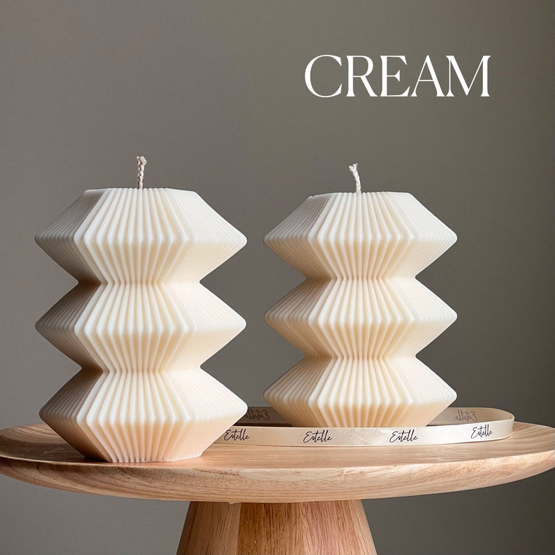 Large Ribbed Hexagon Candle: Handmade Soy Wax Pillar-3
