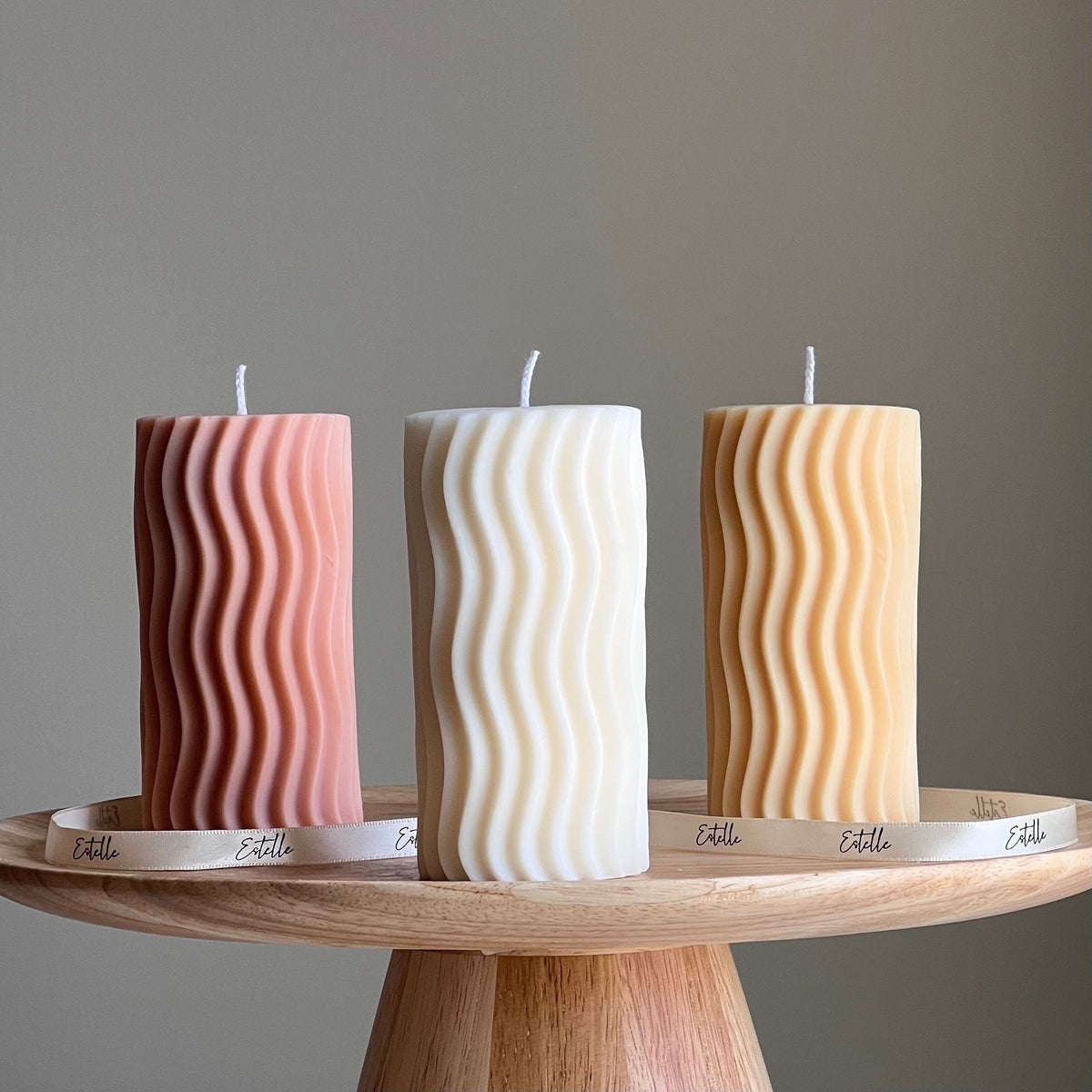 Handmade Ribbed Wave Pillar Candle: Trendy Home Decor-1