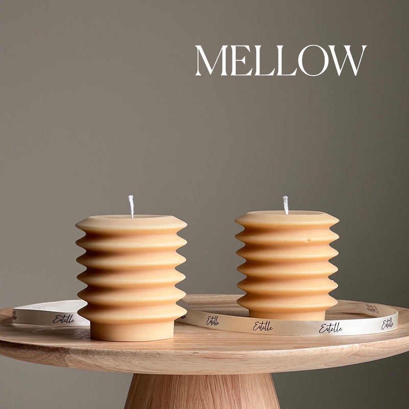 Handmade Ribbed Column Candle | Decorative Soy Wax Pillar-4