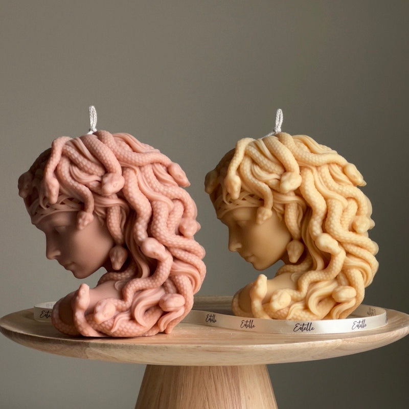 Medusa Soy Wax Candle: Sculptural Woman Head Statue Candle-1