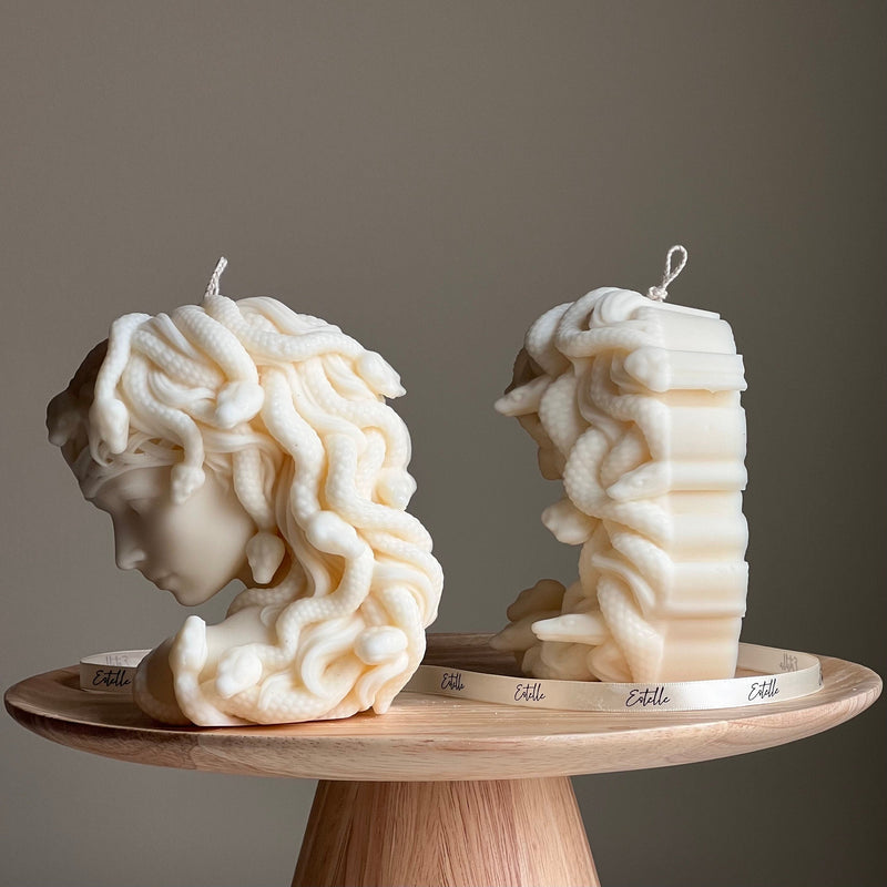 Medusa Soy Wax Candle: Sculptural Woman Head Statue Candle-3
