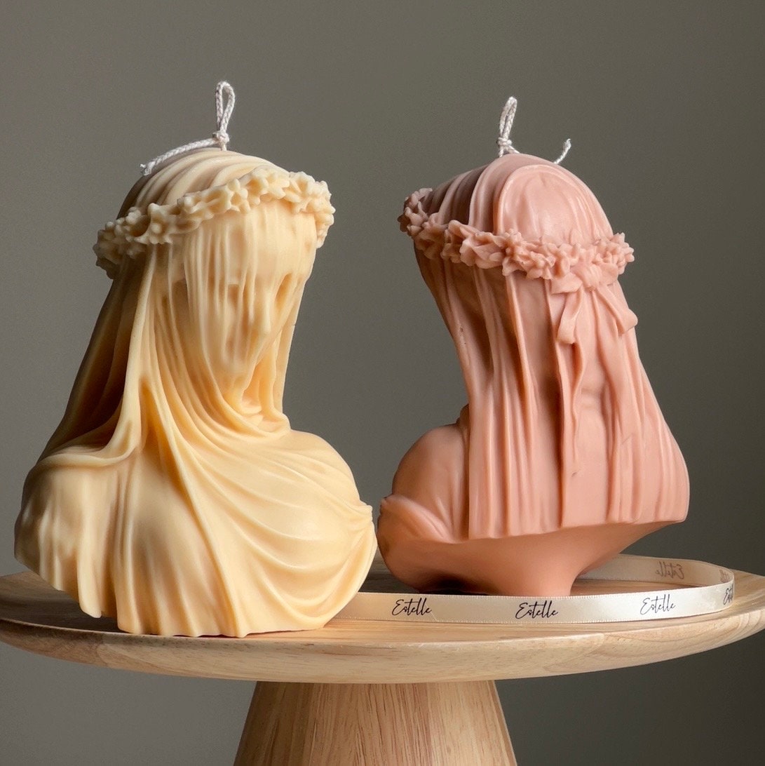Veiled Lady Soy Wax Candle | Woman Bust Statue Candle-1