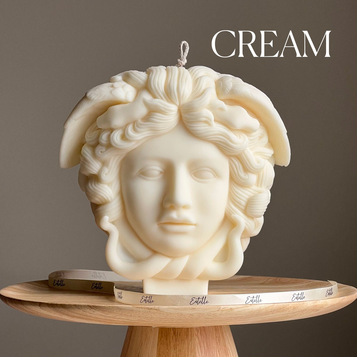 Medusa Soy Wax Candle: Large Sculptural Woman Head Statue-4